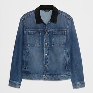 Banana Republic Blue Denim Jacket Black Corduroy Collar XL Men's Trucker